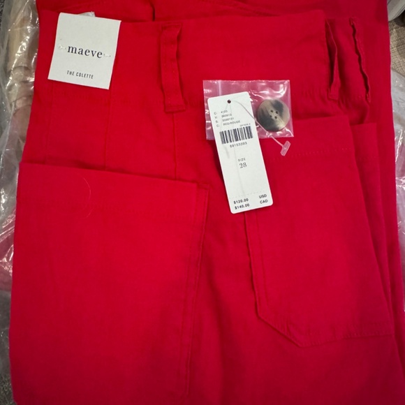 The Colette Cropped Wide-Leg Pants NWT by Maeve True Red Size 28 Standard - Picture 3 of 4